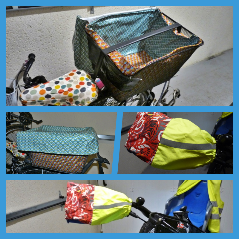 manchons vélo et sacoche, panier sur mesure